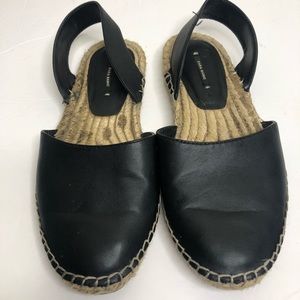 Zara Basic Black Espedrilles Leather Shoes Size 8